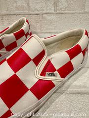 MaxSold Auction: Mens Leather Red Checkered Vans Size 13 New without Box - Morgan Hill (California, USA) SELLER MANAGED Downsizing Online Auction - San Clemente Lane