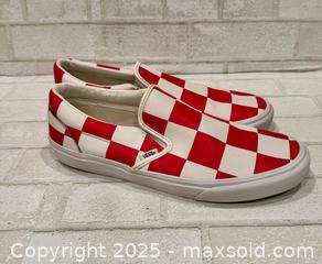 MaxSold Auction: Mens Leather Red Checkered Vans Size 13 New without Box - Morgan Hill (California, USA) SELLER MANAGED Downsizing Online Auction - San Clemente Lane
