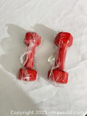 MaxSold Auction: Red Vinyl/Neoprene Coated Hex Dumbbell Pair - Toronto (Ontario, Canada) SELLER MANAGED Reseller Online Auction -  York Mills Road
