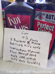 MaxSold Auction: 3 Buckets Plus Mouse Baiting Kits with Manual  Plus Household Fluids Car Wash kits & Towel - Capitol Heights (Maryland, USA) SELLER MANAGED Downsizing Online Auction - Quo Avenue