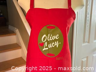 MaxSold Auction: 1998 Wearable Vegetables “Olive Lucy” Parody Apron – Red - London (Ontario, Canada) PARTNER MANAGED Downsizing Online Auction - Trillium Crescent