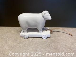 MaxSold Auction: Ceramic Sheep on Wheels Figurine with Jute Pull Cord - London (Ontario, Canada) PARTNER MANAGED Downsizing Online Auction - Trillium Crescent