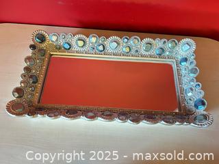 MaxSold Auction: Decorative Vanity Mirror with Jewel-Tone &#38; Scroll Finials Drapery Rod Holders - London (Ontario, Canada) PARTNER MANAGED Downsizing Online Auction - Trillium Crescent