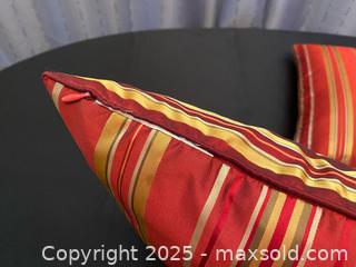 MaxSold Auction: Pair of Decorative Throw Pillows – Red, Gold &#38; Burnt Orange Stripe Design - London (Ontario, Canada) PARTNER MANAGED Downsizing Online Auction - Trillium Crescent
