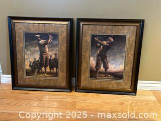 MaxSold Auction: Pair of Framed Golf Prints by Downs – “On Line” &#38; “Going for It” – Paragon Picture Gallery - London (Ontario, Canada) PARTNER MANAGED Downsizing Online Auction - Trillium Crescent