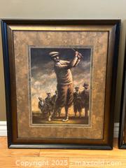 MaxSold Auction: Pair of Framed Golf Prints by Downs – “On Line” &#38; “Going for It” – Paragon Picture Gallery - London (Ontario, Canada) PARTNER MANAGED Downsizing Online Auction - Trillium Crescent