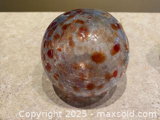 MaxSold Auction: Pair of Handblown Crackle Glass Orbs with Single Plastic Base and Top - London (Ontario, Canada) PARTNER MANAGED Downsizing Online Auction - Trillium Crescent
