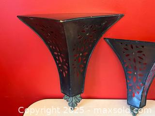 MaxSold Auction: Pair of Metal Wall Pocket Shelves – Decorative Cutout Design - London (Ontario, Canada) PARTNER MANAGED Downsizing Online Auction - Trillium Crescent