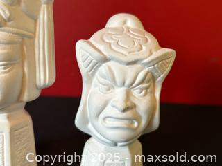 MaxSold Auction: Pair of Signed Bisque Ceramic Asian Mask Figures – D. Buck – 4.5in &#38; 5.5inH - London (Ontario, Canada) PARTNER MANAGED Downsizing Online Auction - Trillium Crescent