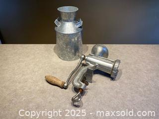 MaxSold Auction: Vintage Porkert Meat Grinder No. 8 &#38; Galvanized Milk Can - London (Ontario, Canada) PARTNER MANAGED Downsizing Online Auction - Trillium Crescent