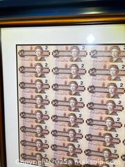 MaxSold Auction: Framed Uncut Sheet of 54 Canadian $2 Notes - Toronto (Ontario, Canada) SELLER MANAGED Estate Sale Online Auction - Norseman Street (STORAGE)