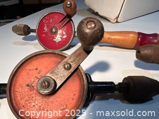 MaxSold Auction: Lot of vintage egg-beater hand drills  - Walpole (Massachusetts, USA) SELLER MANAGED Downsizing Online Auction - Park Lane