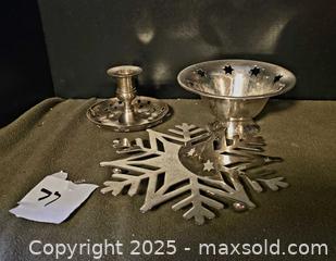 MaxSold Auction: 3 Christmas &#34;silver&#34; decorative pieces. - Ottawa (Ontario, Canada) SELLER MANAGED Downsizing Online Auction - Beaver Ridge