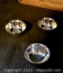 MaxSold Auction: Antique Sake set, which includes a wooden box for storage and a metal flask  - Ottawa (Ontario, Canada) SELLER MANAGED Downsizing Online Auction - Beaver Ridge