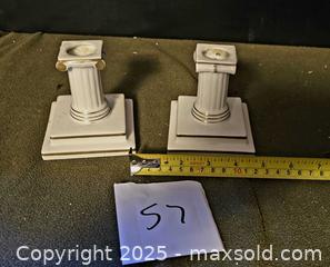 MaxSold Auction: Vista Alegre 2 Candlestick holder, Greek column, porcelain white &#38; gilded - Ottawa (Ontario, Canada) SELLER MANAGED Downsizing Online Auction - Beaver Ridge