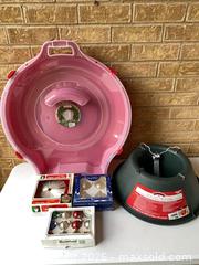 MaxSold Auction: 24” Wreath Storage Box, Christmas Ornaments, Halo Tree Top & Fresh Cut Tree Stand - Smiths Falls (Ontario, Canada) SELLER MANAGED Reseller Online Auction -  Autumn Drive