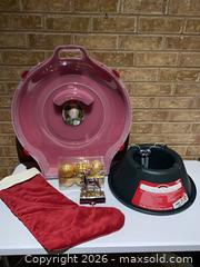 MaxSold Auction: Christmas Tree Stand, 24 inch Wreath Storage Box, Deer Stocking Holder & Ornaments  - Smiths Falls (Ontario, Canada) SELLER MANAGED Reseller Online Auction -  Autumn Drive
