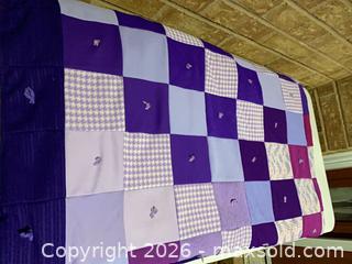MaxSold Auction: Handmade Patchwork Quilt/Blanket, Full/Queen, Purple Tones - Smiths Falls (Ontario, Canada) SELLER MANAGED Reseller Online Auction -  Autumn Drive