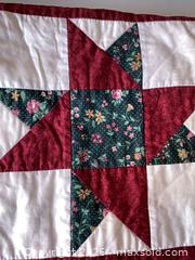 MaxSold Auction: Handmade Star Patchwork Quilt, Full/Queen, Cotton, Burgundy/Green 86 x 76 - Smiths Falls (Ontario, Canada) SELLER MANAGED Reseller Online Auction -  Autumn Drive
