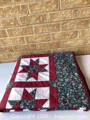 MaxSold Auction: Handmade Star Patchwork Quilt, Full/Queen, Cotton, Burgundy/Green 86 x 76 - Smiths Falls (Ontario, Canada) SELLER MANAGED Reseller Online Auction -  Autumn Drive