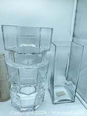 MaxSold Auction: Lot of 6 Glass Trays, Vases & Bottles — Clear, Amber, Green - Smiths Falls (Ontario, Canada) SELLER MANAGED Reseller Online Auction -  Autumn Drive