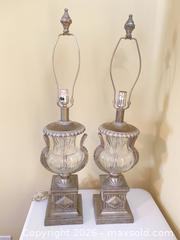 MaxSold Auction: Pair of Antique Silver & Clear Glass Table Lamps - Smiths Falls (Ontario, Canada) SELLER MANAGED Reseller Online Auction -  Autumn Drive