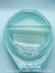 MaxSold Auction: Vintage Pyrex 1.5 Qt Aqua/Turquoise Oval Divided Snowflake Casserole - Smiths Falls (Ontario, Canada) SELLER MANAGED Reseller Online Auction -  Autumn Drive
