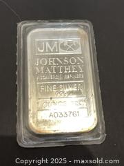 MaxSold Auction: Johnson Matthey Silver 1 Ounce Bar -Collector Piece - Oakville (Ontario, Canada) SELLER MANAGED Downsizing Online Auction - Guildstone Crescent