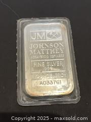 MaxSold Auction: Johnson Matthey Silver 1 Ounce Bar -Collector Piece - Oakville (Ontario, Canada) SELLER MANAGED Downsizing Online Auction - Guildstone Crescent