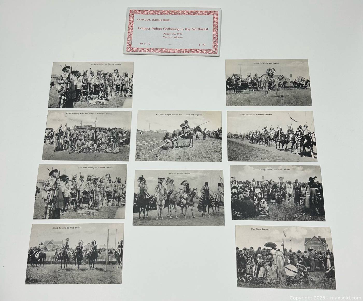 1907 Canadian Indian Series unused postcards set with original