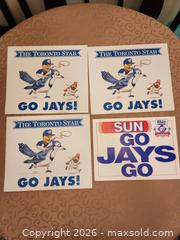 MaxSold Auction: 4 Original 1993 ALCS Toronto Blue Jays - Skydome sign from Toronto Star "Go Jays"  and Toronto Sun "Go Jays Go"  - Ajax (Ontario, Canada) SELLER MANAGED Estate Sale Online Auction - Billingsgate Crescent
