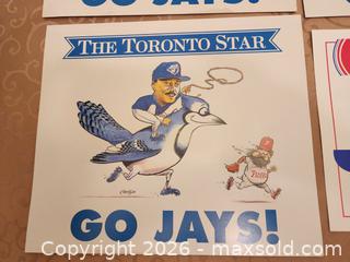MaxSold Auction: 4 Original 1993 ALCS Toronto Blue Jays - Skydome sign from Toronto Star "Go Jays"  and Toronto Sun "Go Jays Go"  - Ajax (Ontario, Canada) SELLER MANAGED Estate Sale Online Auction - Billingsgate Crescent