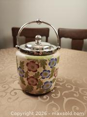 MaxSold Auction: Antique Victorian Ceramic Biscuit Barrel with Silver Plated lid and handle - Ajax (Ontario, Canada) SELLER MANAGED Estate Sale Online Auction - Billingsgate Crescent