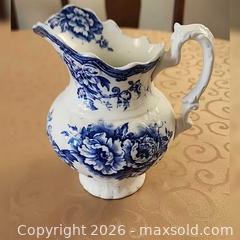 MaxSold Auction: Colonial Pottery Irving England Blue & White Floral Pitcher, 7in - Ajax (Ontario, Canada) SELLER MANAGED Estate Sale Online Auction - Billingsgate Crescent