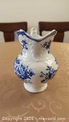 MaxSold Auction: Colonial Pottery Irving England Blue & White Floral Pitcher, 7in - Ajax (Ontario, Canada) SELLER MANAGED Estate Sale Online Auction - Billingsgate Crescent
