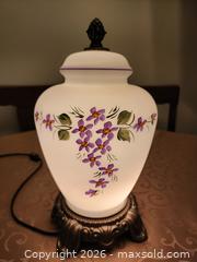 MaxSold Auction: Electric Table Lamp with Purple Floral Glass Shade, 12in - Ajax (Ontario, Canada) SELLER MANAGED Estate Sale Online Auction - Billingsgate Crescent