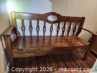 MaxSold Auction: Large Solid Wood Rustic Storage Bench / Settle, Brown Stained - Ajax (Ontario, Canada) SELLER MANAGED Estate Sale Online Auction - Billingsgate Crescent