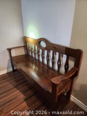 MaxSold Auction: Large Solid Wood Rustic Storage Bench / Settle, Brown Stained - Ajax (Ontario, Canada) SELLER MANAGED Estate Sale Online Auction - Billingsgate Crescent