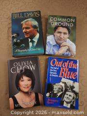 MaxSold Auction: Lot of 4 Hardcover Canadian Politics Books (Bill Davis, Justin Trudeau, Olivia Chow, Out of the Blue) - Ajax (Ontario, Canada) SELLER MANAGED Estate Sale Online Auction - Billingsgate Crescent