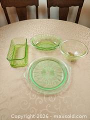 MaxSold Auction: Lot of 4 pieces of depression glass including rare ribbon glass - Ajax (Ontario, Canada) SELLER MANAGED Estate Sale Online Auction - Billingsgate Crescent