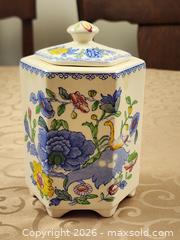 MaxSold Auction: Mason's Plantation Colonial Hexagonal Ironstone Covered Jar - Ajax (Ontario, Canada) SELLER MANAGED Estate Sale Online Auction - Billingsgate Crescent