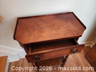 MaxSold Auction: Narrow Solid Wood Accent/Side Table with Drawer and Lower Shelf - Ajax (Ontario, Canada) SELLER MANAGED Estate Sale Online Auction - Billingsgate Crescent