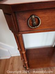 MaxSold Auction: Narrow Solid Wood Accent/Side Table with Drawer and Lower Shelf - Ajax (Ontario, Canada) SELLER MANAGED Estate Sale Online Auction - Billingsgate Crescent