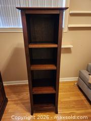 MaxSold Auction: Narrow Solid Wood Bookcase/Media Tower, Dark Brown, 60x20x16 in - Ajax (Ontario, Canada) SELLER MANAGED Estate Sale Online Auction - Billingsgate Crescent