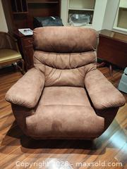 MaxSold Auction: Oversized Brown Reclining Rocking Chair 39 D x 39 W x 41 T - Ajax (Ontario, Canada) SELLER MANAGED Estate Sale Online Auction - Billingsgate Crescent