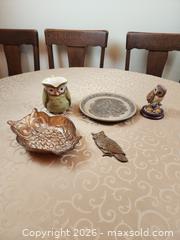 MaxSold Auction: Owl Lot #3 Owl Plate, Pitcher, Glass bowl, metal magnet, figurine - Ajax (Ontario, Canada) SELLER MANAGED Estate Sale Online Auction - Billingsgate Crescent