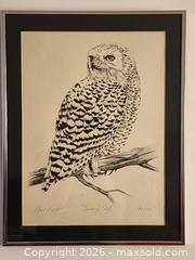 MaxSold Auction: Snowy Owl Print 40/100 by Marc Barrie - Signed - Frame 10.75" x 14"T  - Ajax (Ontario, Canada) SELLER MANAGED Estate Sale Online Auction - Billingsgate Crescent