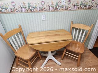 MaxSold Auction: Solid Wood Drop-Leaf Round Bistro Table with 2 Chairs, White/Oak - Ajax (Ontario, Canada) SELLER MANAGED Estate Sale Online Auction - Billingsgate Crescent