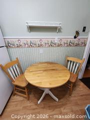 MaxSold Auction: Solid Wood Drop-Leaf Round Bistro Table with 2 Chairs, White/Oak - Ajax (Ontario, Canada) SELLER MANAGED Estate Sale Online Auction - Billingsgate Crescent