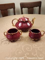 MaxSold Auction: Very Rare Collectible England "Ellgreave" Pottery Burgundy tea set with creamer and sugar bowl - Ajax (Ontario, Canada) SELLER MANAGED Estate Sale Online Auction - Billingsgate Crescent